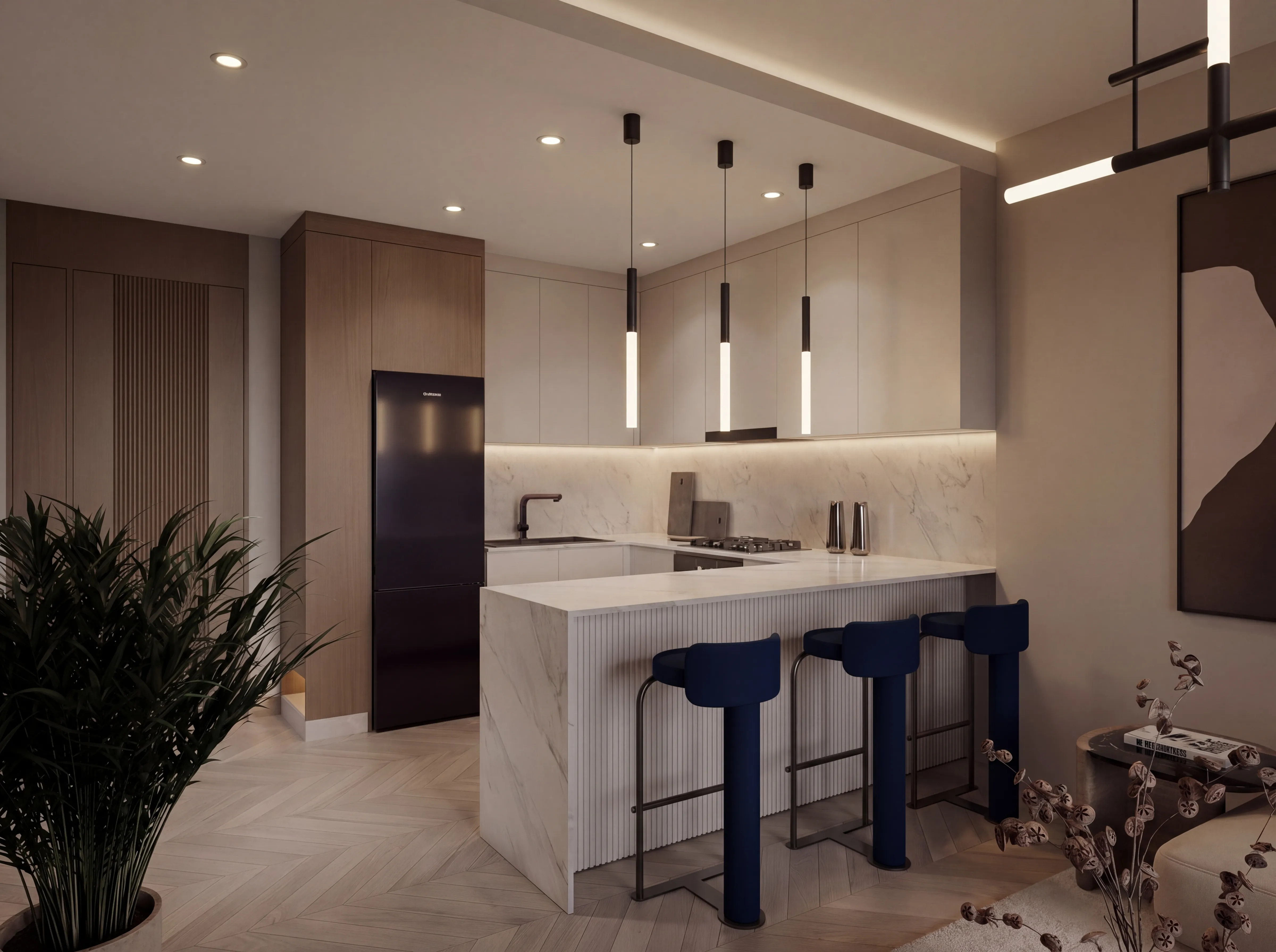 Kitchen And Lounge View